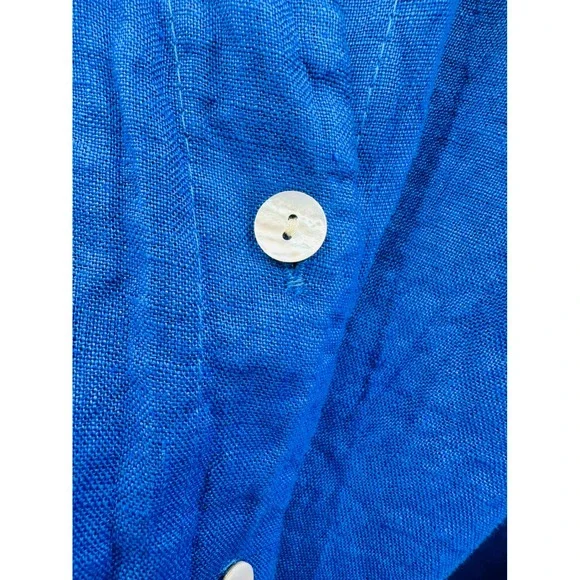 NWT Womens L 100% Linen Oversized Shirt Cobalt Blue Lagenlook Artsy Minimalist - Picture 13 of 14